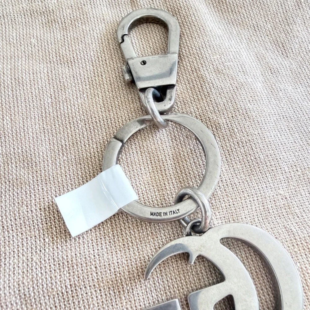 Gucci Marmont Double‎ G Key Chain Aged Palladium Silver Logo 817379 Italy